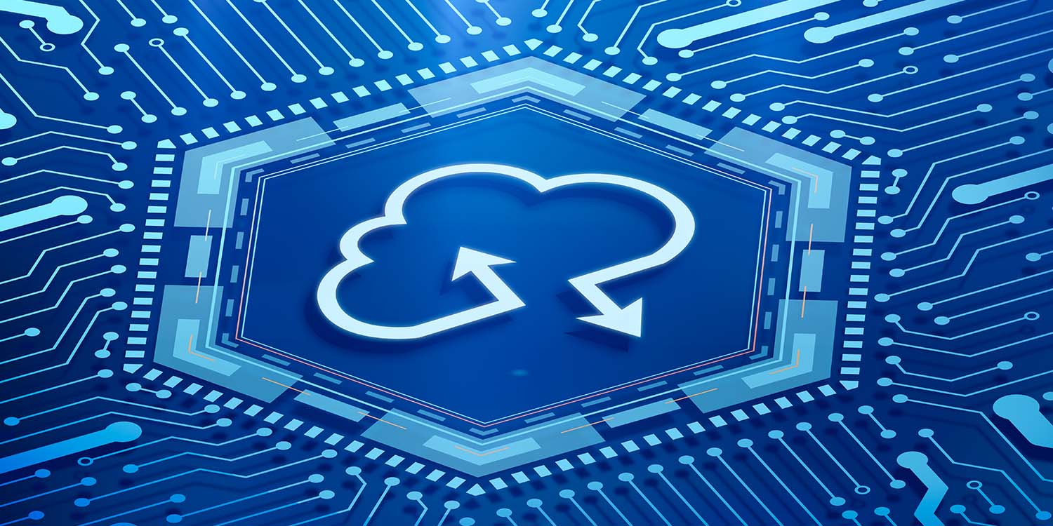 Cloud icon with tech style accents